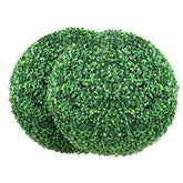 Artificial Topiaries Boxwood Trees, 16” Tall (2 Pieces), Ball-Shape Faux Topiaries Plant, All-year Green Feaux Plant Decorative Balls for Backyard, Balcony,Garden, Wedding and Home Décor